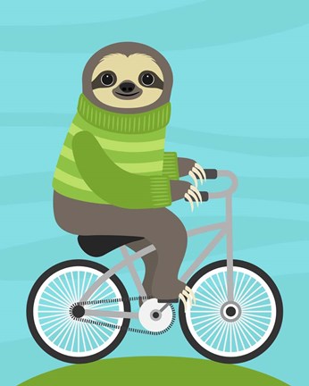 Framed Cycling Sloth Print