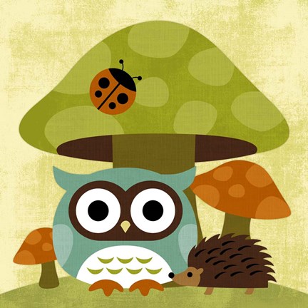 Framed Owl and Hedgehog Print