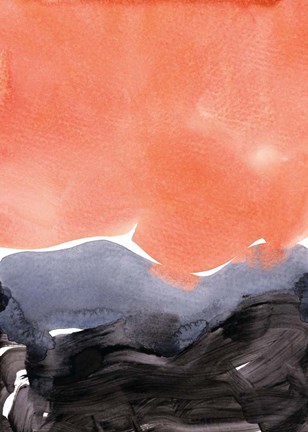 Framed Orange Blue Graphite Print