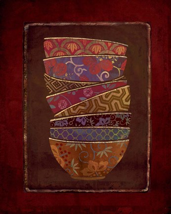 Framed Asian Bowls II Print