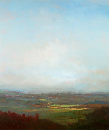 Framed Green Valley Below Print