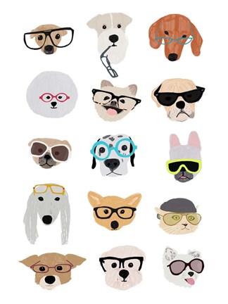 Framed Dogs with Glasses Print