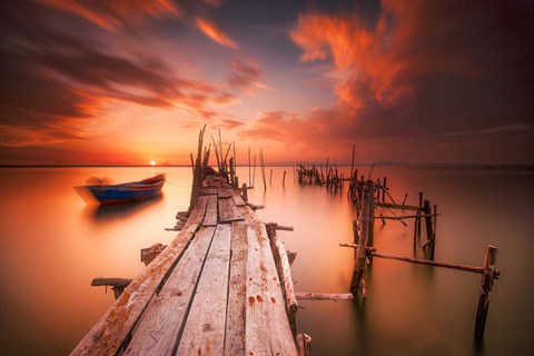 Framed Red Sunset at Carrasqueira, Alentejo Print