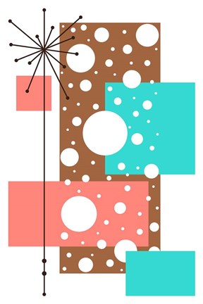 Framed Lacuna - Aqua and Brown Print