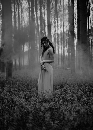 Framed Girl in the Woods Print