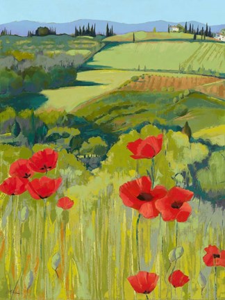 Framed Field of Poppies Print