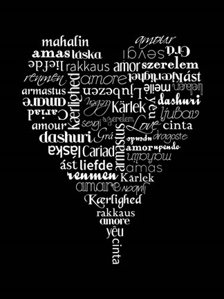 Framed Translation of Love (black) Print