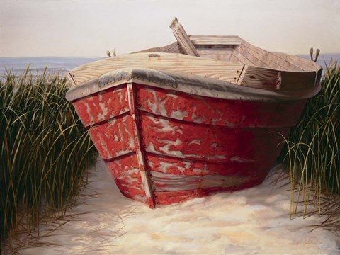 Framed Red Boat Print
