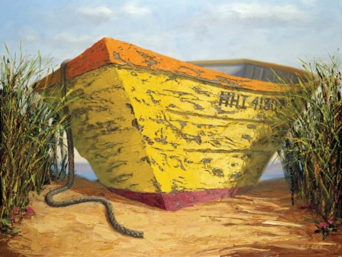 Framed Yellow and Orange Rowboat Print