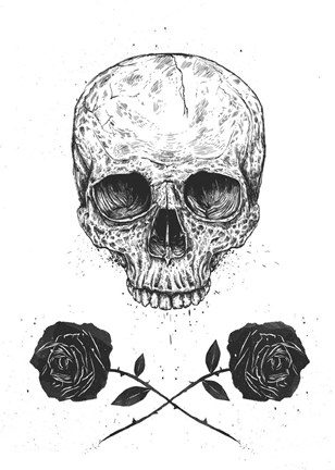 Framed Skull N Roses Print