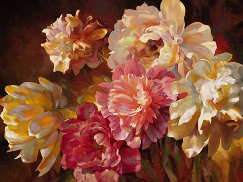 Framed Peonies in Pastel Print