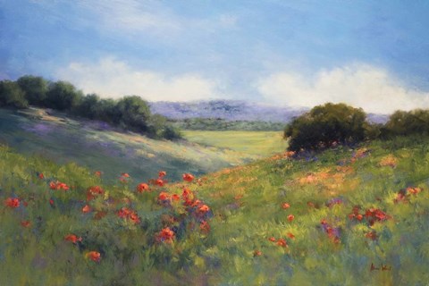 Framed Poppies with a View Print
