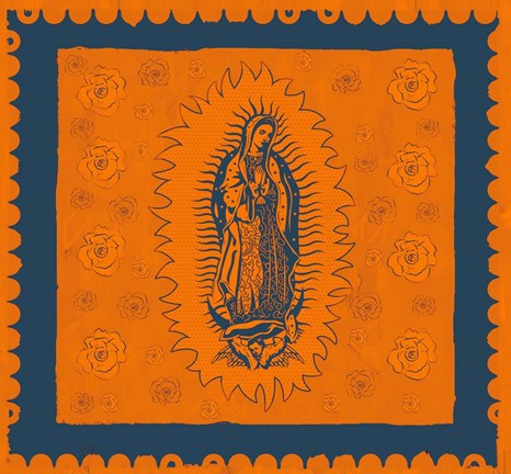 Framed Orange and Blue Mary Print