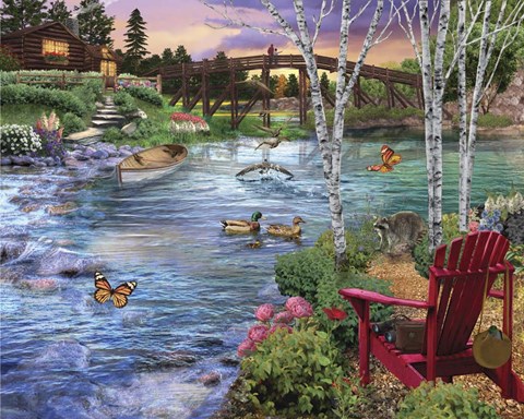 Framed Bridge Fishing Print