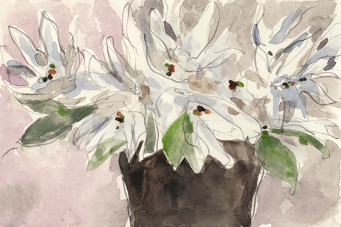 Framed Magnolia Watercolor Study I Print