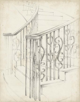 Framed Iron Railing Design II Print