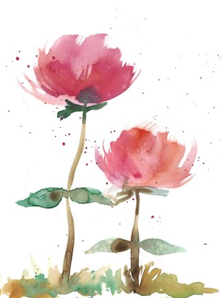 Framed Pink Fleurs I Print