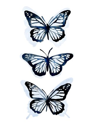 Framed Blue Butterfly Trio I Print