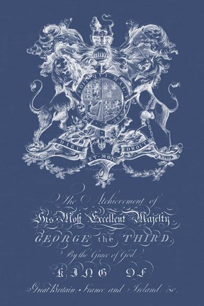 Framed Heraldry on Navy I Print