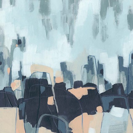 Framed Abstracted Indigo Skyline I Print