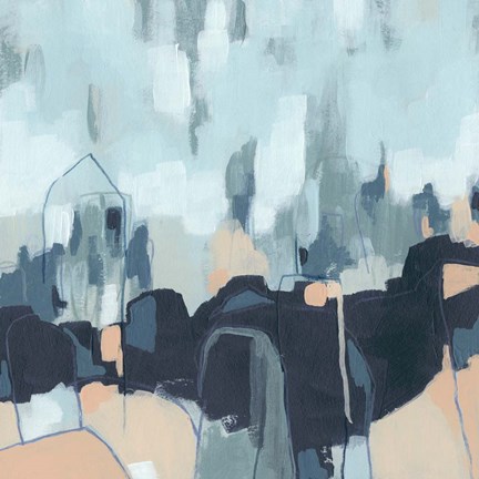 Framed Abstracted Indigo Skyline II Print