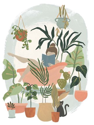 Framed Plant Lady Bath I Print