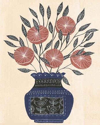 Framed Vase of Flowers I Print