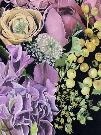 Framed Floral on Black III Print