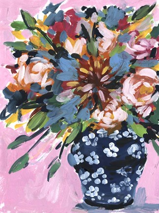 Framed Bouquet in a Vase I Print