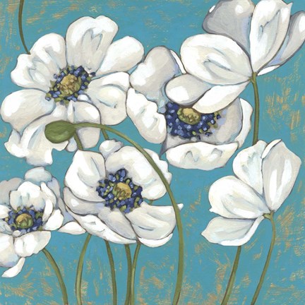 Framed Lakeside Poppies I Print