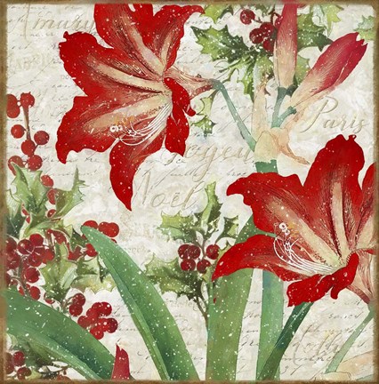 Framed Christmas Flowers I Print