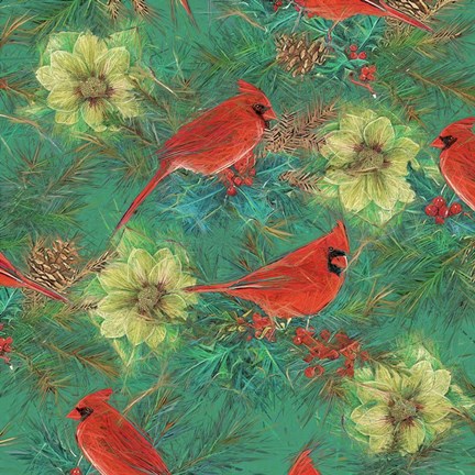 Framed Helebore and Cardinal Print