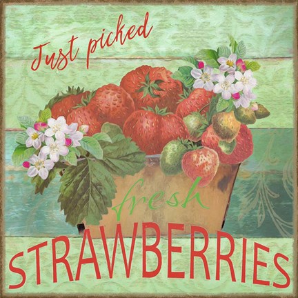 Framed Farmers Market Strawberries Print