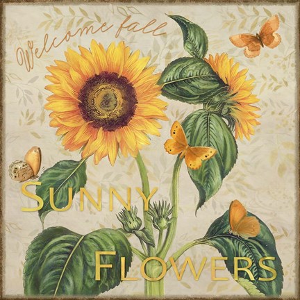Framed Sunny Flowers Welcome Fall Print