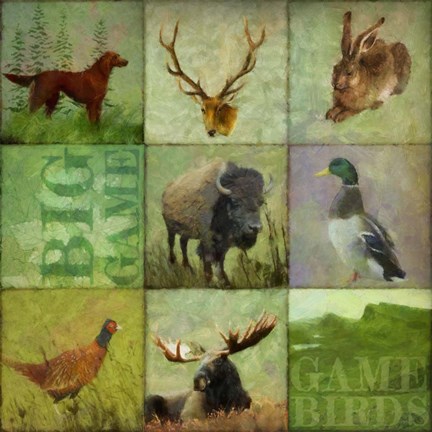 Framed Big Game and Game Birds Print