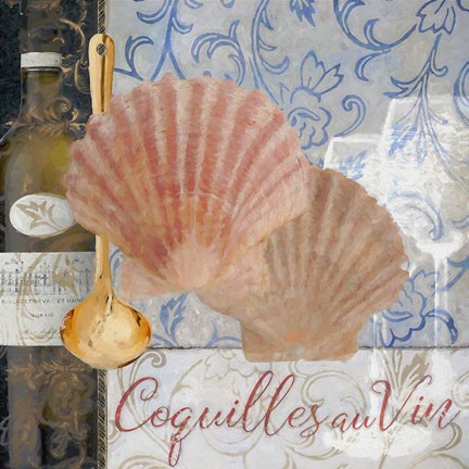 Framed Food And Wine - Coquilles Au Vin Print