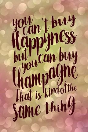 Framed Happiness And Champagne Print