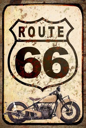 Framed Route 66 Sign With Indian Scout Print