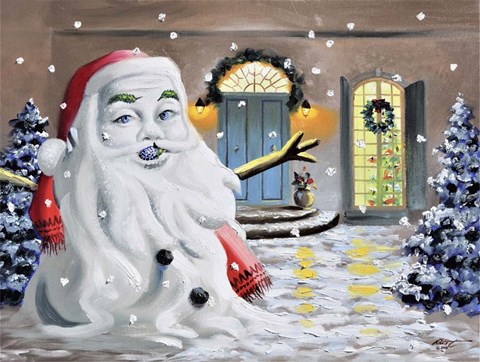 Framed Santa Snowman Print
