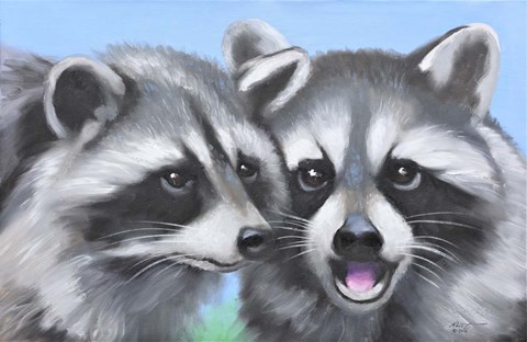 Framed Loving Raccoons Print