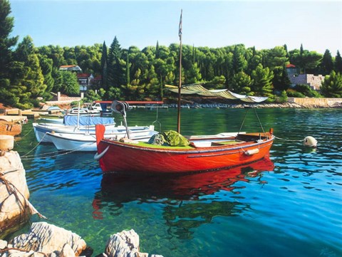 Framed Red Boat Print