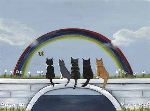 Framed Rainbow Bridge Kitties Print