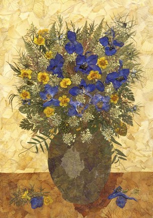 Framed Bouquet In A Green Vase Print