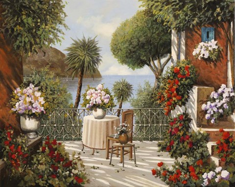 Framed Sedia Terrazza e Sgabello Print