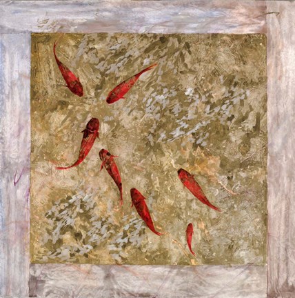 Framed 7 Pesci Rossi-Oro Print