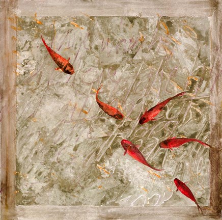 Framed Sei Pesci Rossi-Oro Print