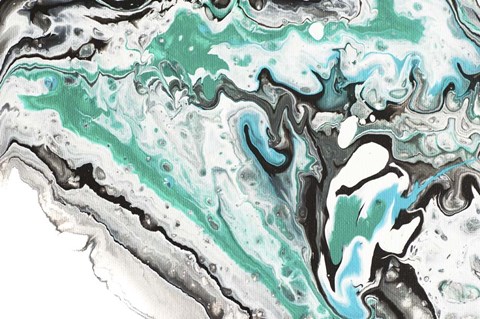 Framed Fluid Acrylic On Emerald Waves Print