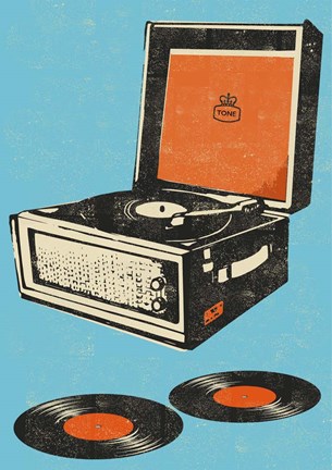 Framed Record Player Print