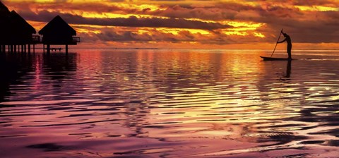 Framed Paddling Into The Sunset Print