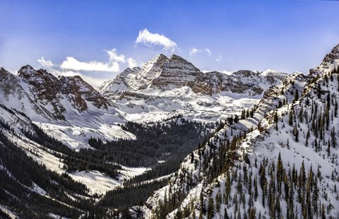 Framed Snow Covered Maroon Bells Print